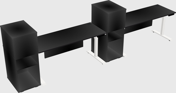 Dual motor electric desk w/cabinet