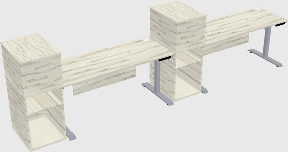 Dual motor electric desk w/cabinet