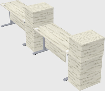 Dual motor electric desk w/cabinet