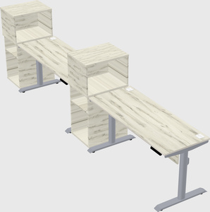 Dual motor electric desk w/cabinet