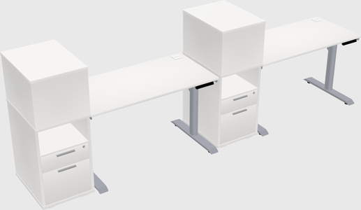 Dual motor electric desk w/cabinet