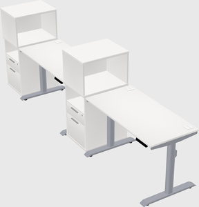 Dual motor electric desk w/cabinet