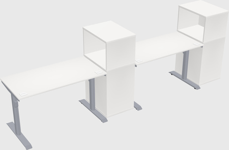 Dual motor electric desk w/cabinet
