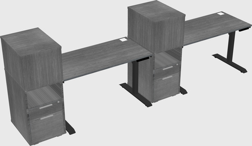 Dual motor electric desk w/cabinet