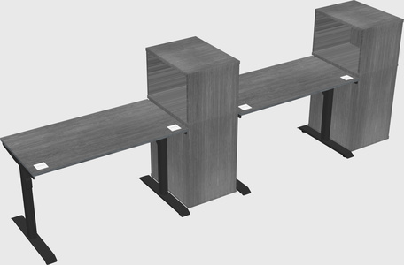 Dual motor electric desk w/cabinet