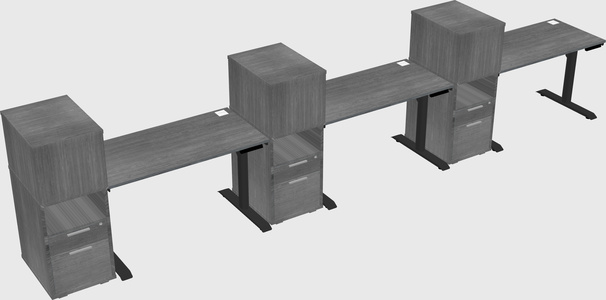 Dual motor electric desk w/cabinet