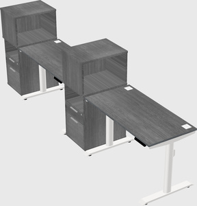 Dual motor electric desk w/cabinet