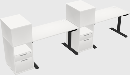 Dual motor electric desk w/cabinet