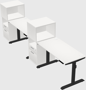 Dual motor electric desk w/cabinet