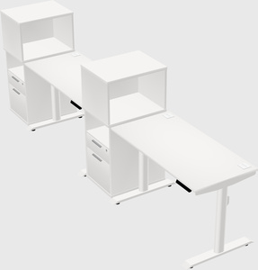 Dual motor electric desk w/cabinet