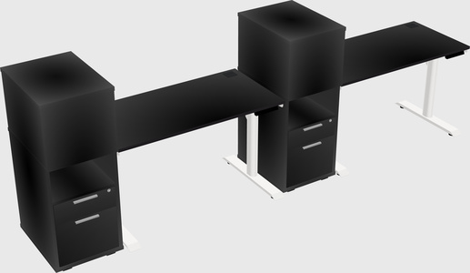 Dual motor electric desk w/cabinet