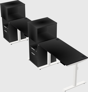 Dual motor electric desk w/cabinet