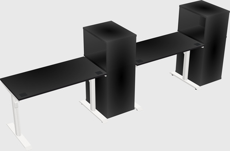 Dual motor electric desk w/cabinet