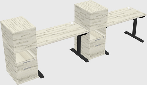 Dual motor electric desk w/cabinet