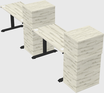Dual motor electric desk w/cabinet