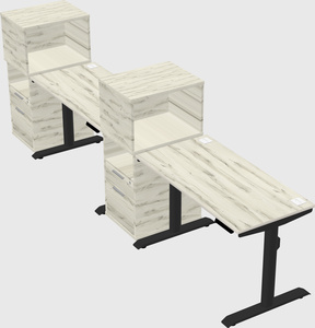 Dual motor electric desk w/cabinet