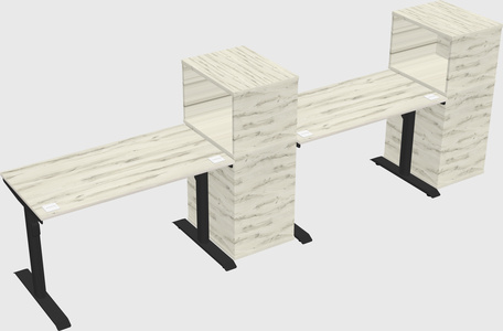 Dual motor electric desk w/cabinet