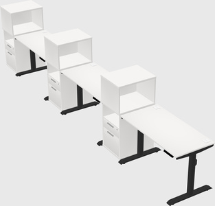 Dual motor electric desk w/cabinet