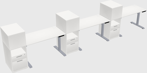 Dual motor electric desk w/cabinet
