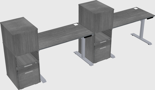 Dual motor electric desk w/cabinet