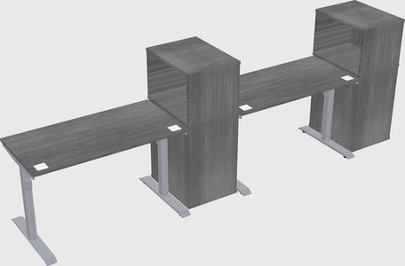 Dual motor electric desk w/cabinet