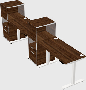 Dual motor electric desk w/cabinet