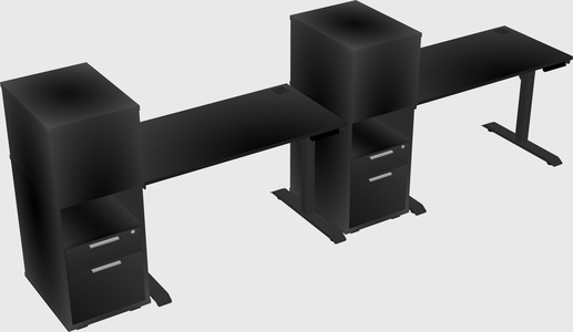 Dual motor electric desk w/cabinet