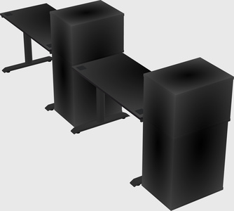Dual motor electric desk w/cabinet