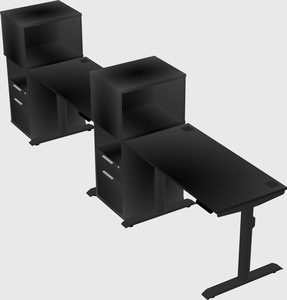 Dual motor electric desk w/cabinet