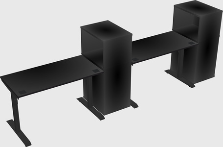 Dual motor electric desk w/cabinet