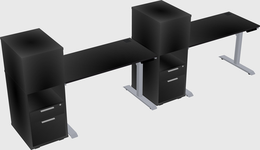 Dual motor electric desk w/cabinet