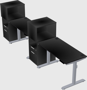 Dual motor electric desk w/cabinet