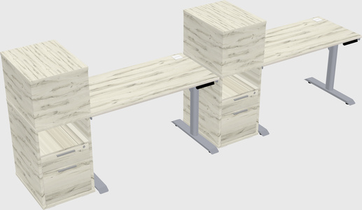 Dual motor electric desk w/cabinet
