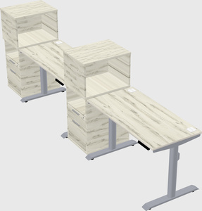 Dual motor electric desk w/cabinet