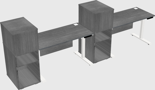 Dual motor electric desk w/cabinet