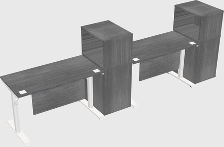 Dual motor electric desk w/cabinet