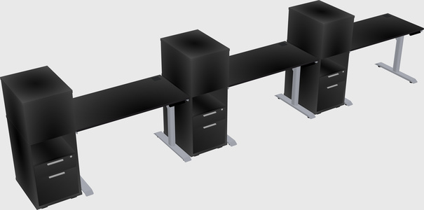 Dual motor electric desk w/cabinet