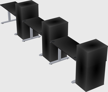 Dual motor electric desk w/cabinet