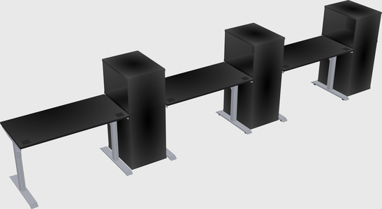 Dual motor electric desk w/cabinet