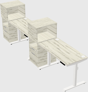 Dual motor electric desk w/cabinet