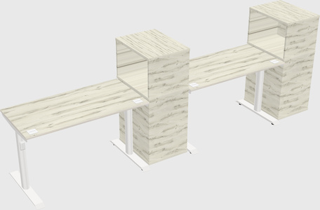 Dual motor electric desk w/cabinet