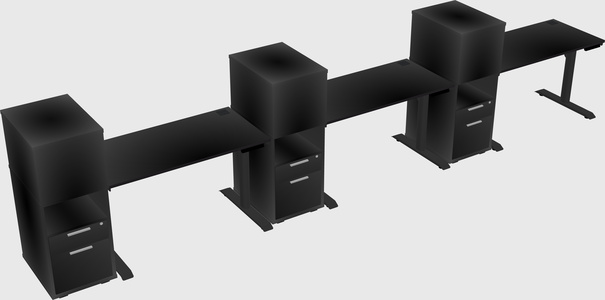 Dual motor electric desk w/cabinet
