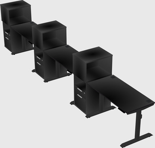 Dual motor electric desk w/cabinet
