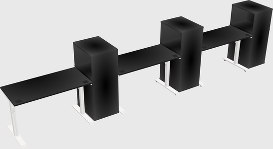 Dual motor electric desk w/cabinet