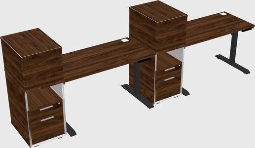 Dual motor electric desk w/cabinet