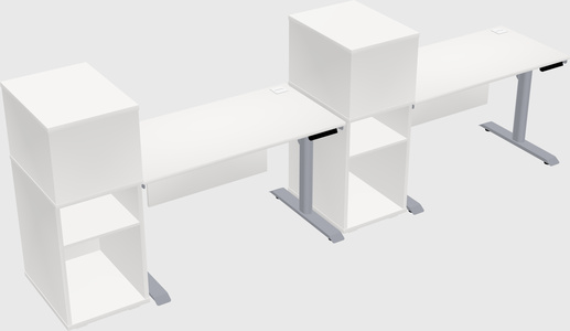 Dual motor electric desk w/cabinet