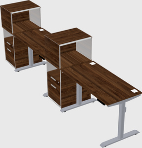 Dual motor electric desk w/cabinet