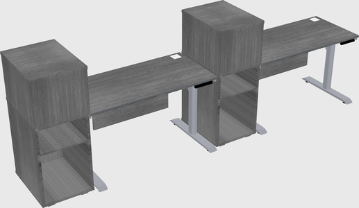 Dual motor electric desk w/cabinet