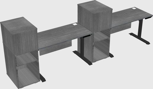 Dual motor electric desk w/cabinet