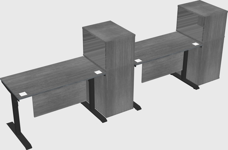 Dual motor electric desk w/cabinet